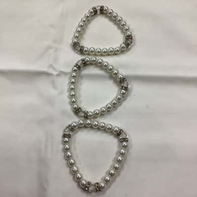  Womens Beaded Bracelet  x 3 pearlike beaded bracelets 