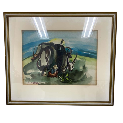 Bull Water colour Painting