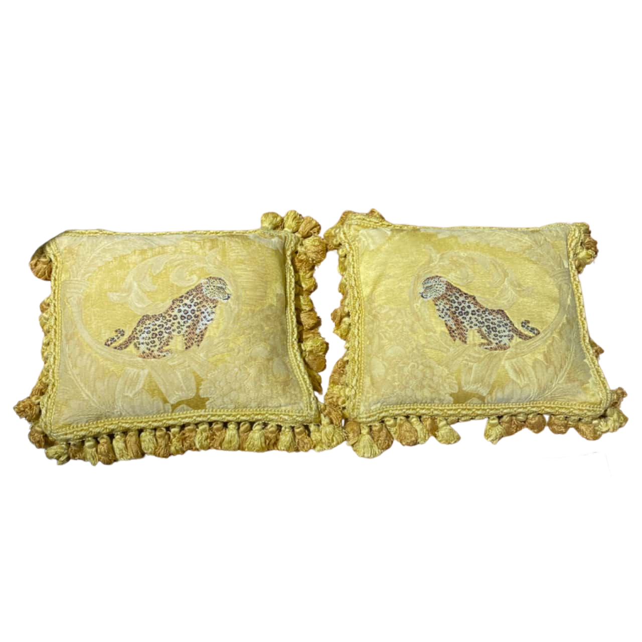 Italian Satin Silk Damask Pillows Cheetah Leopard Pillows by