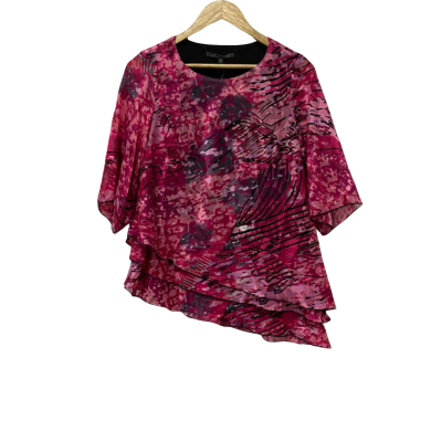 Liz Jordan Womens  Size 10 3/4 Sleeve Top Black  / Pink  / Purple 