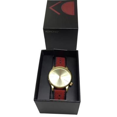 Komono Winston Brogue In Red Jazz Unisex Watch - Brand New In Box
