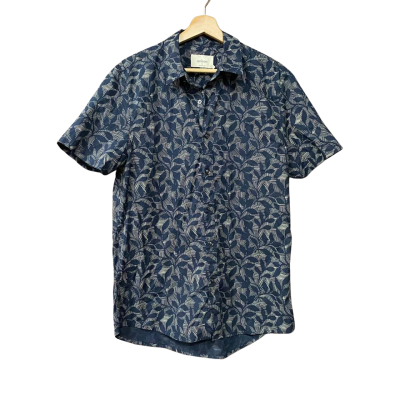 BNWT Unison Mens Size M Navy Blue / Pattern Short Sleeve Shirt