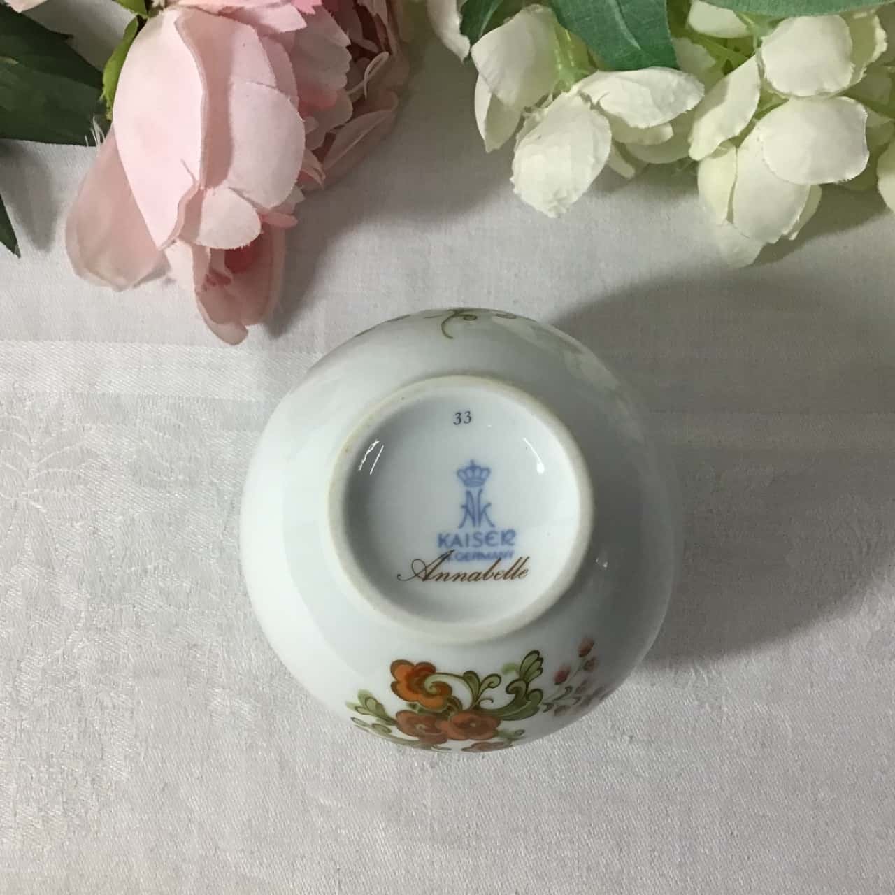 Kaiser W. Germany "Annabelle" White Flowers & Butterfly Pattern Porcelain Vase