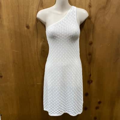 Supré White Knit One-Shoulder Dress Size S 