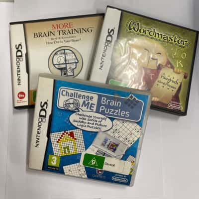 Set of 3 Nintendo DS games.Wordmaster. Brain Puzzles. Brain Training. 