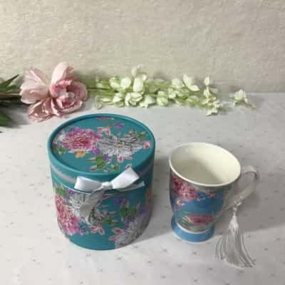 Lenan Corporation Aqua Floral Pattern Mug (boxed)