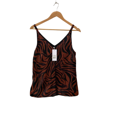 Veronika Maine Womens  Size 8 Sleeveless Top Black  / Brown 