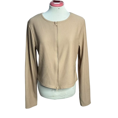 Pretty Little Thing Womens  Size 14 Zip Through Top Beige / Brown 