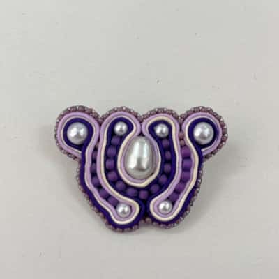 Intricate Beaded Purple Brooch