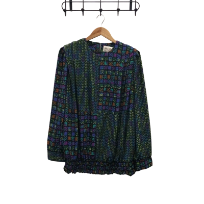 Vintage Lucia Darling Womens  Size 18 Long Sleeve Top Black  / Multicoloured 