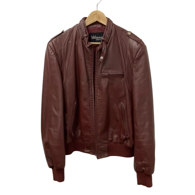 Wilsons Mens  Size 46 Leather Jacket Maroon 