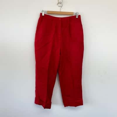 Apart Red Capris Linen Pants Size 12 
