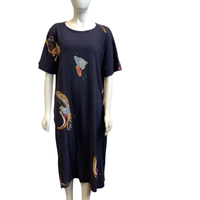 Elk Womens Size 14 Patterned Midi Dress Navy Mix