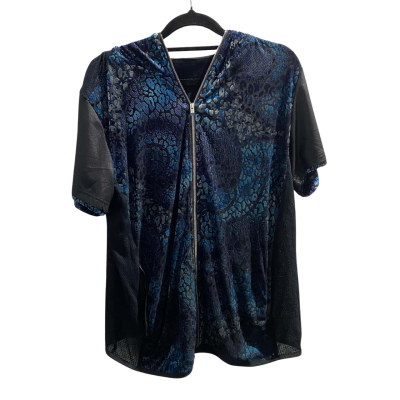  Womens  Size 14 Zip Up Blouse Black  / Blue / Pattern 