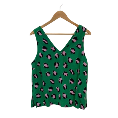 Gorman Womens  Size 12 Sleeveless Top Green / Pink Animal Print
