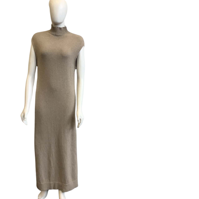 Jac & Jack Women's Size 10 Wool & Cashmere Blend Knitted Maxi Dress Beige 