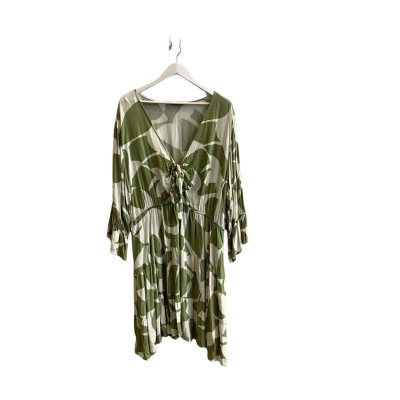 Henry Oscar Womens Size 24 Long Sleeve Midi Dress Green White