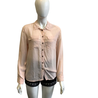 Two by Vince Camuto Women's  Size M Sheer Silk Shirt Pink  