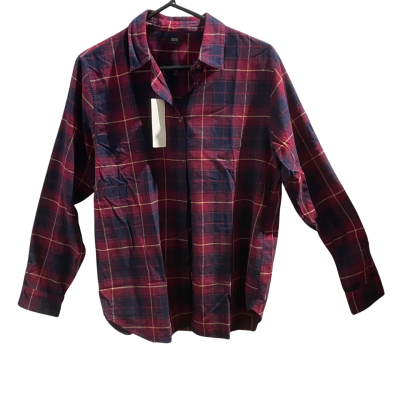 Uniqlo Womens  Size M Long Sleeve Shirt Maroon / Navy Blue     RRP $39.90