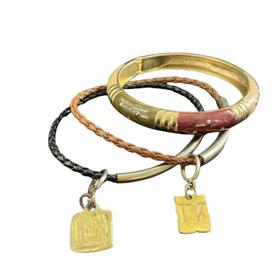  Womens Boho Bangle collection (3) Black  / Brown / Cream / Gold 