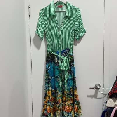 RUBY YAYA Womens Dress Size XS Green / Pattern / Striped 