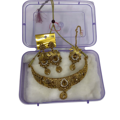Unbranded Women's Indian Costume Jewellery Set (Choker Necklace+Earrings +Tika)