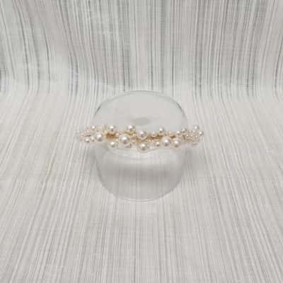 Elegant Cluster Faux Pearl /Gold Tone Metal /Tiara /Headband /Evening /Wedding /Formal 