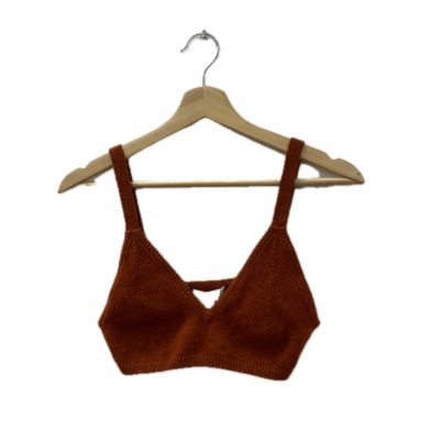 Flannel Womens  Size 3 Shoestring Strap Top Brown 