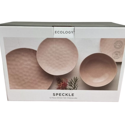 BRAND NEW Ecology: Speckle - 12 Piece Handmade Stoneware Dinner Set Cheesecake