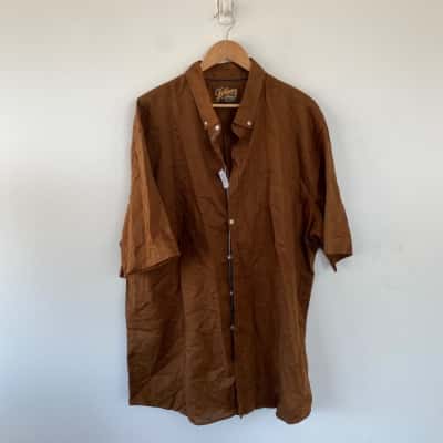 Johnny Bigg Brown Short SLeeve Linen Shirt  Size XXXXXL 