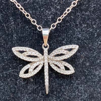 925 Sterling Silver Dragonfly Necklace 