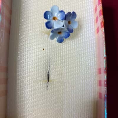  Women's Vintage 925 Silver Forget Me Not Flowers Pin Blue 