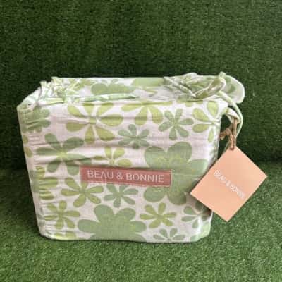 Beau & Bonnie Green Floral Flannelette Sheet Set Size Queen 