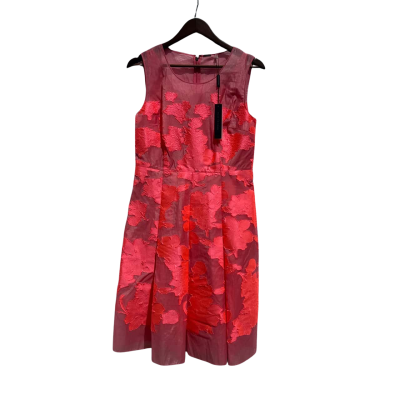 BNWT Elie Tahari Womens Sleeveless Pleated Jacquard Party Dress Size 12 Neon Orchid RRP: $448.00 