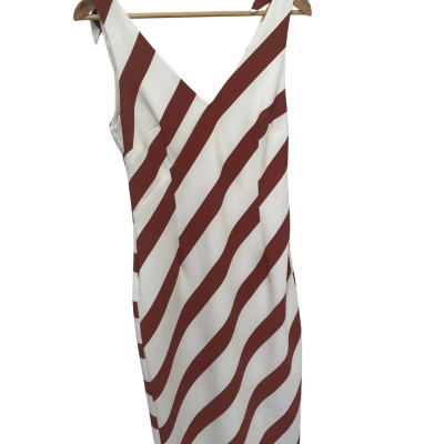 Pasduchas Womens  Size 10 Midi Dress Brown / Off White 
