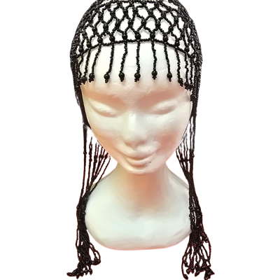  Womens Black Beaded Skullcap 