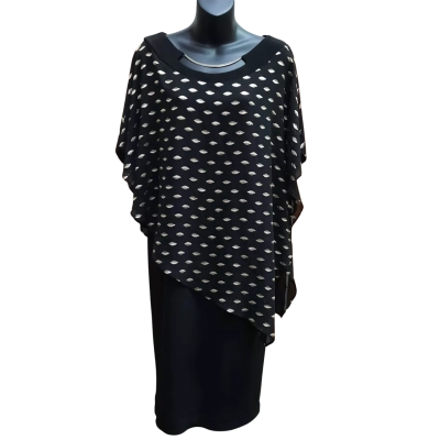Joseph Ribkoff Black Knee length Dress With Sheer Black/Gold Overlay in Size UK16