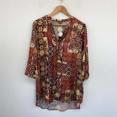 Katies Winter Sunset Tile Print Shirt  Size 16 
