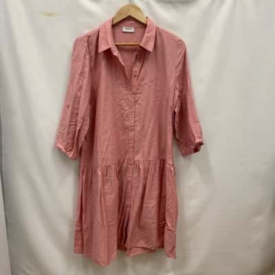 Sussan Women's Linen Blend Dress Size 10 Pink  