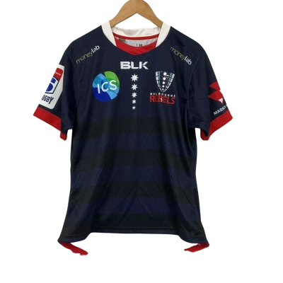 BLK Rebels Rugby Home Jersey Unisex Size S Black and Navy Blue | New | RRP $79.99