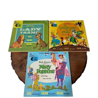 1965 Disneyland Record See, Hear, Read Book & Vinyl Bundle Set