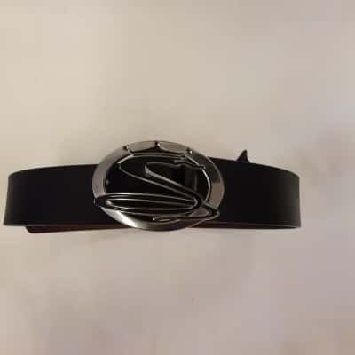 Cobra Leather Mens Belt Size S/80 cm Featuring  Leather and Large Oval Chrome Silver Plated Metal Buckle 