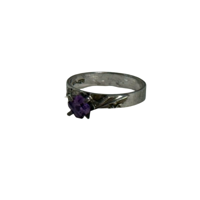 Vintage Sterling Silver (925) and Faceted Amethyst Ring (4 grams) - Size 8.25