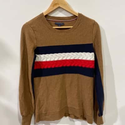Tommy Hilfiger Mens Jumper Size M Blue / Brown / Red / White 