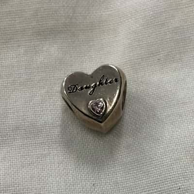 Pandora Daughter Heart Charm Sterling Silver and Cubic Zirconia 