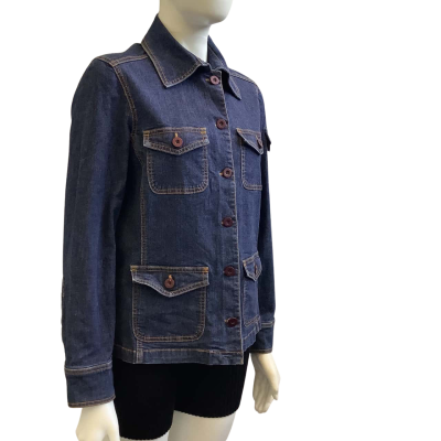 Perri Cutten Womens  Size M Front Button Denim Jacket Blue