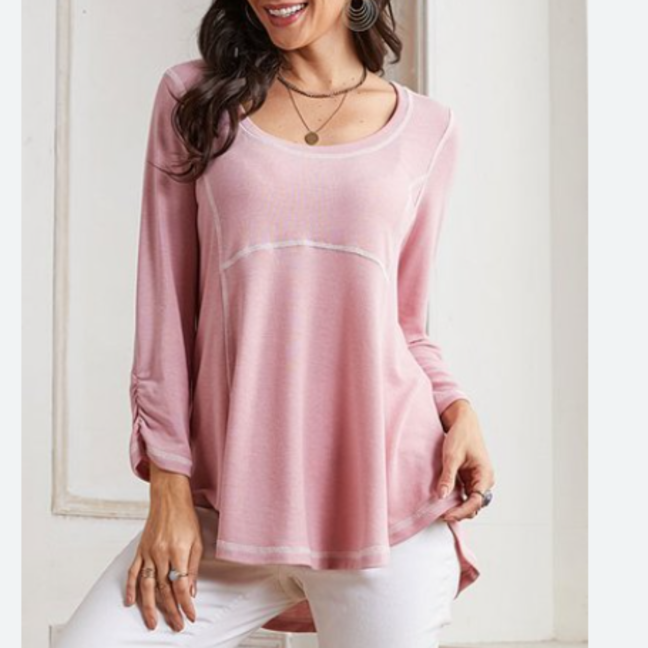 Grey Top Long Sleeve Suzanne Betro, Size 1x main image 1