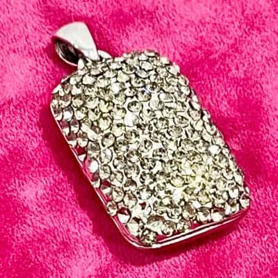 Silver Gemstone LoveHeart Rectangle  Pendant 