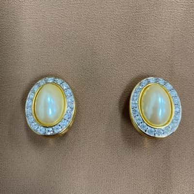  Womens Vintage Faux Pearl and Diamanté Clip On Earrings 