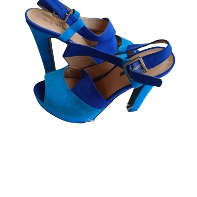  Women's Size 38 Heels Royal Blue & Aqua
